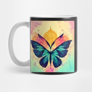 butterfly, flower, floral, gold, beautiful, blue, cute, colorful Mug